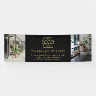 Modern Minimalist Black Gold Custom Business Logo Banner