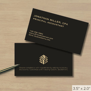 Modern Minimalist Black Gold Logo Business Card