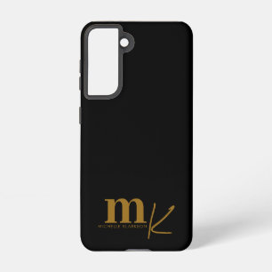 Modern Minimalist Black Gold Monogram Samsung Galaxy Case