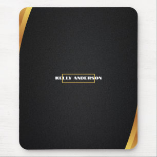 Modern Minimalist Black & Gold Pattern with Custom Mouse Pad