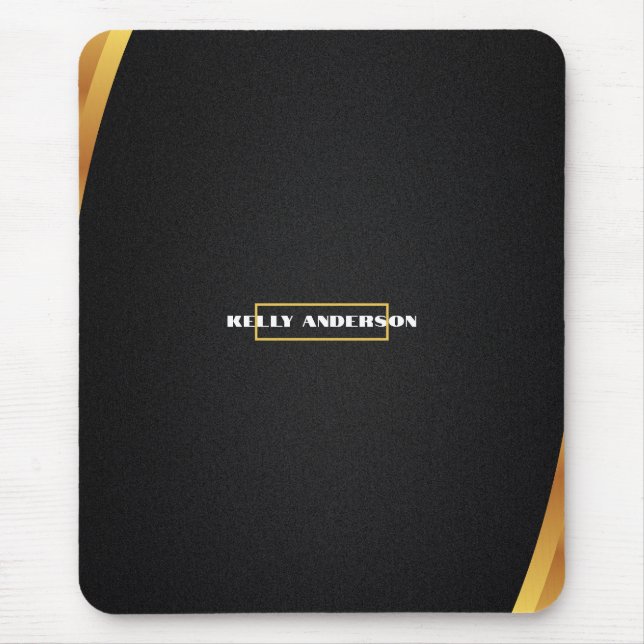 Modern Minimalist Black & Gold Pattern with Custom Mouse Pad (Front)