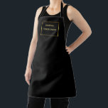 Modern minimalist black gold professional monogram apron<br><div class="desc">Modern trendy black simple "add your own name or text" professional apron.
Add your own name or text to personalise.</div>