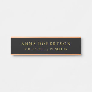 Modern Minimalist Black Gold Professional Trendy Door Sign