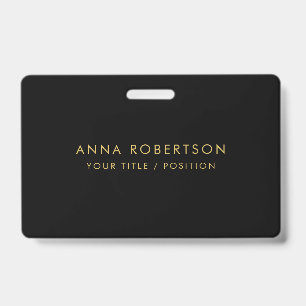 Modern Minimalist Black Gold Professional Trendy ID Badge
