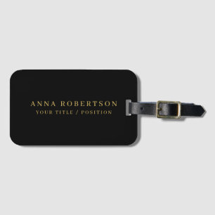 Modern Minimalist Black Gold Professional Trendy Luggage Tag