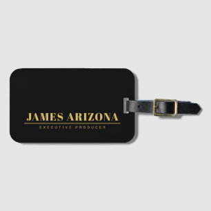 Modern Minimalist Black Gold Professional Trendy Luggage Tag