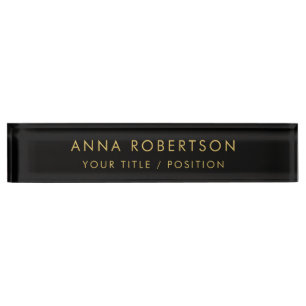 Modern Minimalist Black Gold Professional Trendy Nameplate