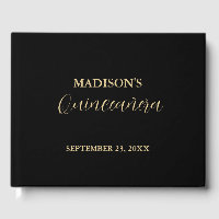 Modern Minimalist black & Gold quinceañera