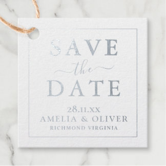 Modern Minimalist Black Gold Save The Date Favour Tags