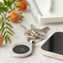 Modern minimalist black gold simple add your logo  key ring