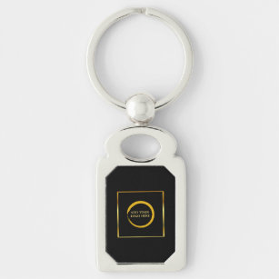 Modern minimalist black gold simple add your logo  key ring