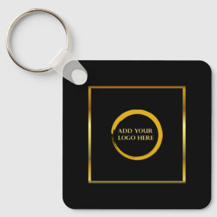 Modern minimalist black gold simple add your logo  key ring