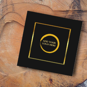 Modern minimalist black gold simple add your logo square business card