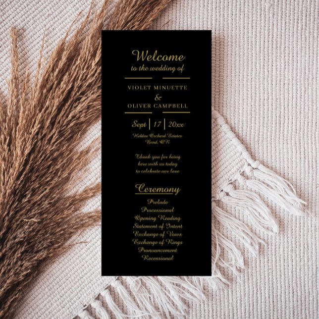 Modern Minimalist | Black Gold Wedding Flat Programme (Creator Uploaded)