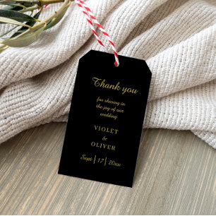 Modern Minimalist   Black Gold Wedding Gift Tags