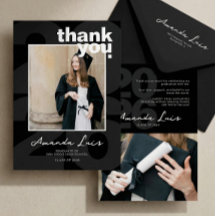 Modern Minimalist Black Graduation Photo Collage