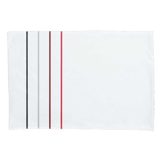Modern Minimalist Black Grey Red Lines Pillowcase (Front-Left)
