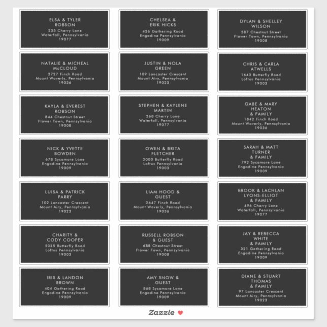 Modern Minimalist | Black Guest Address labels (Sheet)