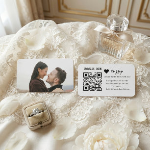 Modern Minimalist Black Heart QR Code RSVP  Enclosure Card
