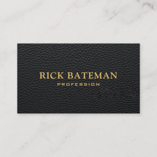 Modern Minimalist Black Leather Business Card