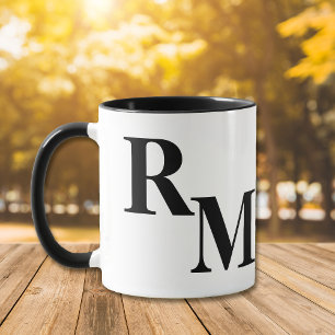 Modern Minimalist Black Letter Monogram Mug