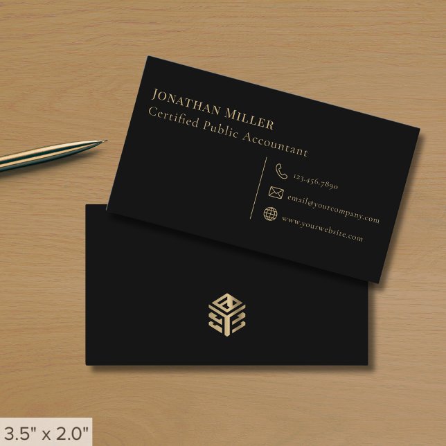 Modern Minimalist Black Logo Business Card (Creator Uploaded)