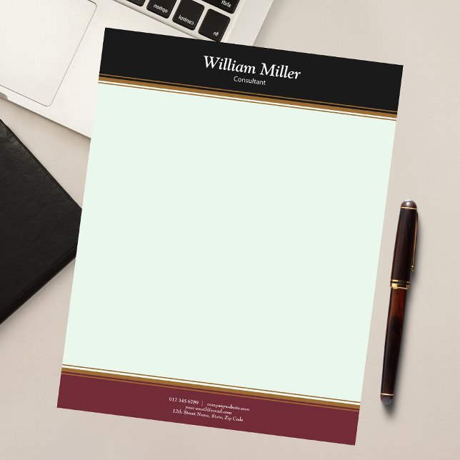 Modern Minimalist Black Maroon Stripes Notepad (Creator Uploaded)
