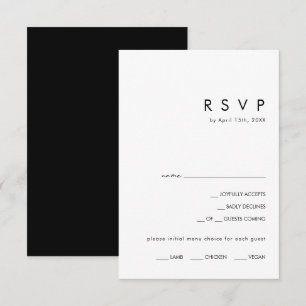 Modern Minimalist Black Menu Choice RSVP Card