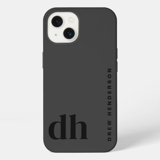 Modern Minimalist Black Monogram  iPhone Case (Back)