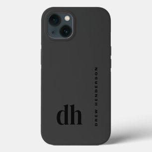 Modern Minimalist Black Monogram  iPhone 13 Case