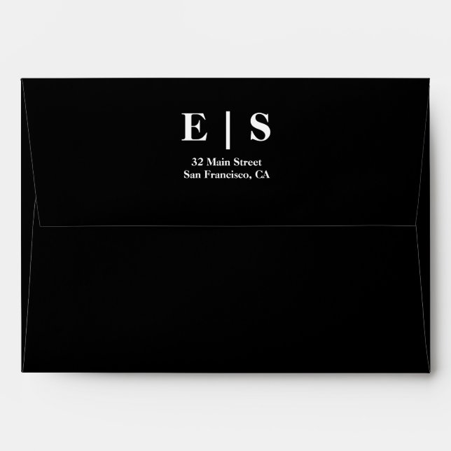 Modern Minimalist Black Monogram Photo Wedding  Envelope (Back (Top Flap))