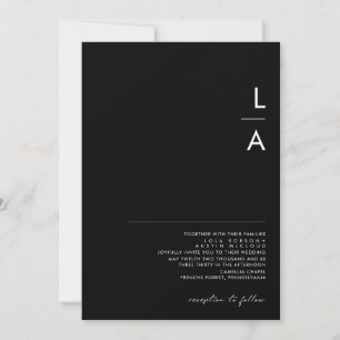 Modern Minimalist   Black Monogram Wedding Invitation