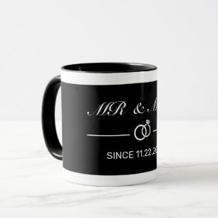 Modern Minimalist Black Mr and Mrs Anniversary Mug