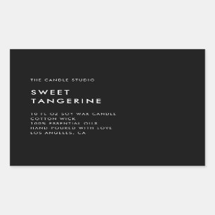 Modern Minimalist Black Packaging Candle Cosmetics Rectangular Sticker