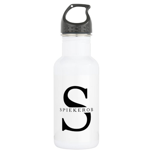 Modern Minimalist Black Personalised Name 532 Ml Water Bottle (Front)