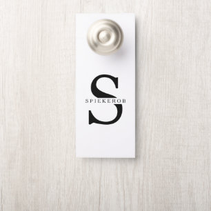 Modern Minimalist Black Personalised Name Door Hanger
