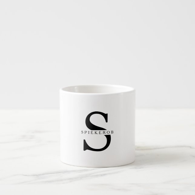 Modern Minimalist Black Personalised Name Espresso Cup (Front)