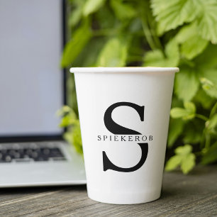 Modern Minimalist Black Personalised Name Paper Cups