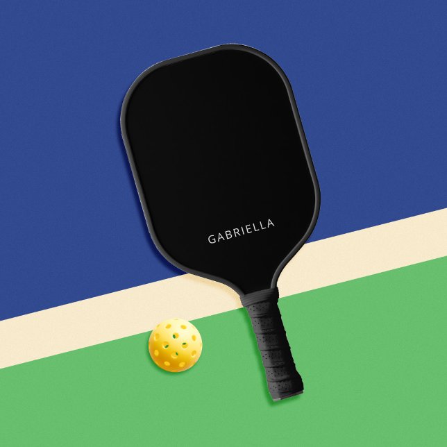 Modern Minimalist Black Personalised Name Pickleball Paddle (Creator Uploaded)