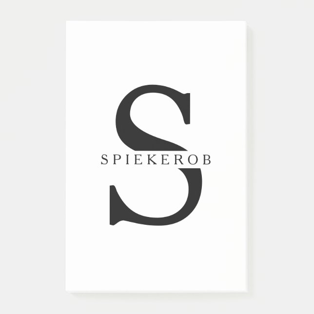 Modern Minimalist Black Personalised Name Post-it Notes (Front)
