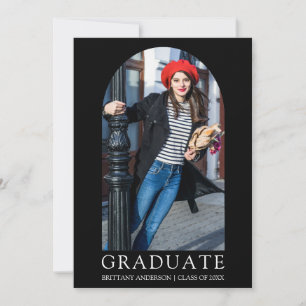 Modern Minimalist Black Photo Arch Graduation Announcement
