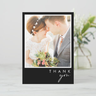Modern Minimalist Black Photo In A Frame Thank You Card