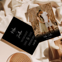 Modern Minimalist Black Photo Script Wedding