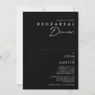 Modern Minimalist   Black Rehearsal Dinner Invitation