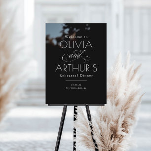 Modern Minimalist Black Rehearsal Dinner Welcome Acrylic Sign