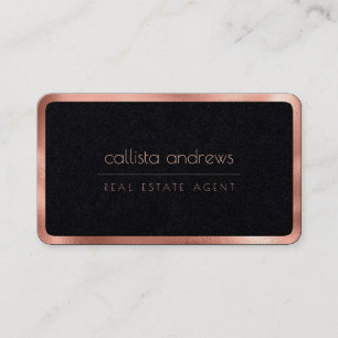 Modern Minimalist Black Rose Gold Border Business Card