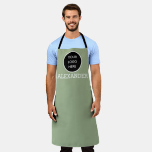Modern Minimalist Black Sage Custom logo Modern Apron
