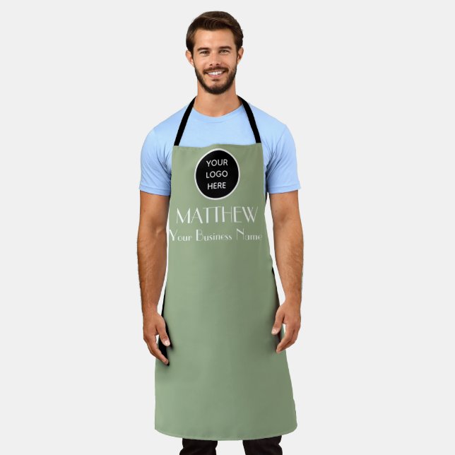 Modern Minimalist Black Sage Custom logo Modern Apron (Worn)