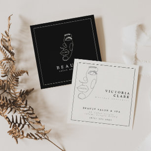 Modern Minimalist Black Salon Square Business Card
