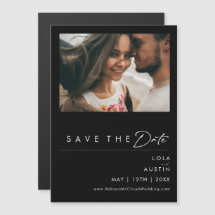 Modern Minimalist   Black Save The Date Magnet